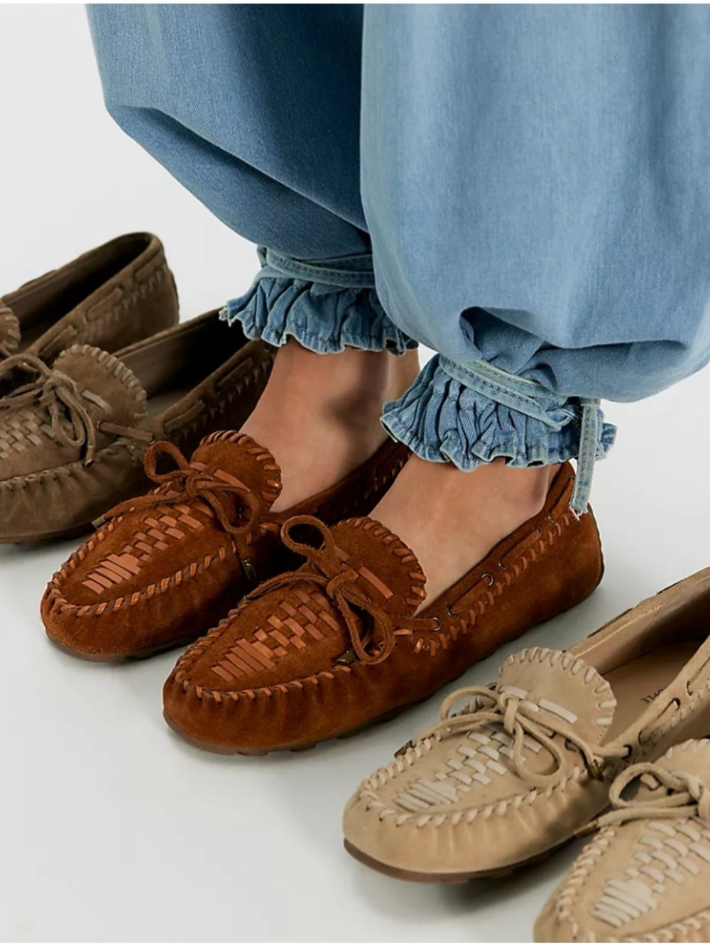 Free People Misty brown Suede Moccasin shoes NWT